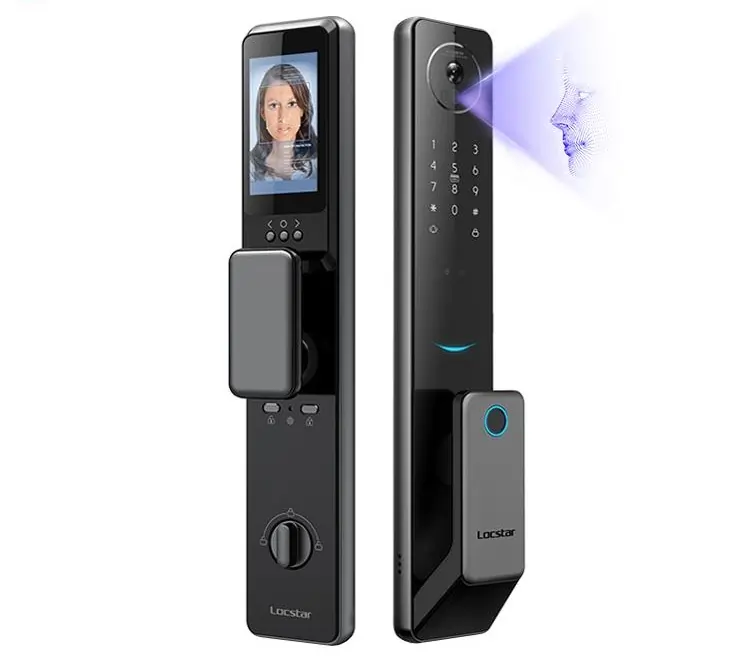 Serrure connectée intelligente Locstar avec reconnaissance faciale, clavier numérique et lecteur d'empreintes digitales