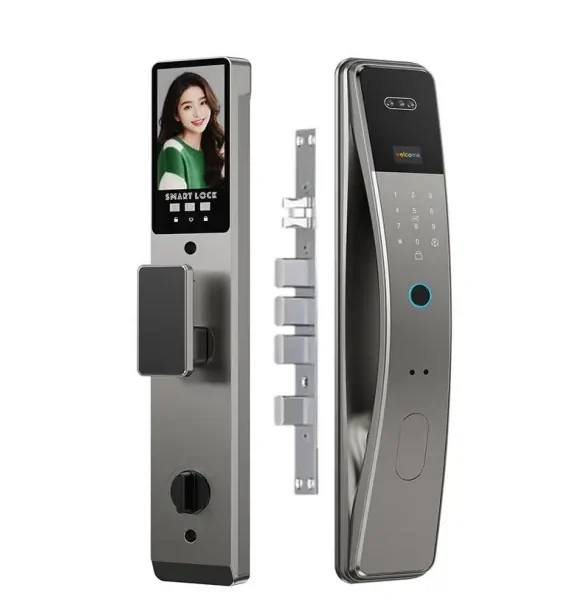 Serrure intelligente F012s avec écran reconnaissance faciale, mécanisme multi-points, clavier tactile et lecteur d'empreintes – Smart Lock Premium