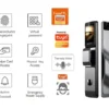 Serrure intelligente F016 Tuya TTL WiFi avec double caméra, Palm Vein sans contact, écran visiophone, communication vocale bidirectionnelle et contrôle smartphone – Smart Lock Premium Connectée