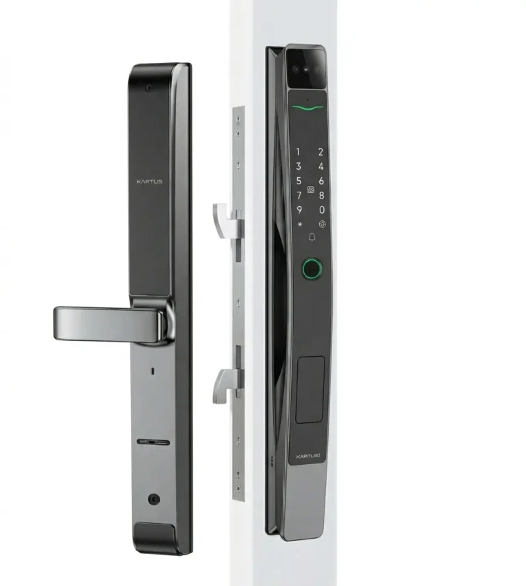 GO-57 — Serrure Automatique Slim – Gris & Or (450×37mm)