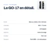 Fiche technique de la serrure connectée GoLocky GO-17 : porte bois ou métal, 40 à 120 mm, panneau 425 × 71 mm, langues 13 langues