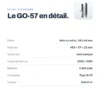 Fiche technique de la serrure connectée GoLocky GO-57 : porte bois ou métal, 38 à 60 mm, panneau 450 × 37 × 22 mm, ouverture automatique