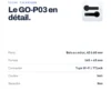Fiche technique de la poignée connectée GoLocky GO-P03 : porte bois ou métal, 40 à 60 mm, format 145 × 65 mm, connexion Tuya Wi-Fi / TTLock