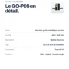 Fiche technique de la poignée connectée GoLocky GO-P06 : barrière, grille métallique ou bois, format 220 × 120 mm, boîtier étanche