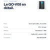 Fiche technique de la serrure connectée pour porte en verre GoLocky GO-V08 : verre sans cadre 8 à 12 mm, format 170 × 63 mm, aluminium + ABS
