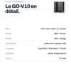Fiche technique de la serrure connectée pour porte en verre GoLocky GO-V10 : verre sans cadre 8 à 12 mm, format 180 × 70 mm, ABS + alliage
