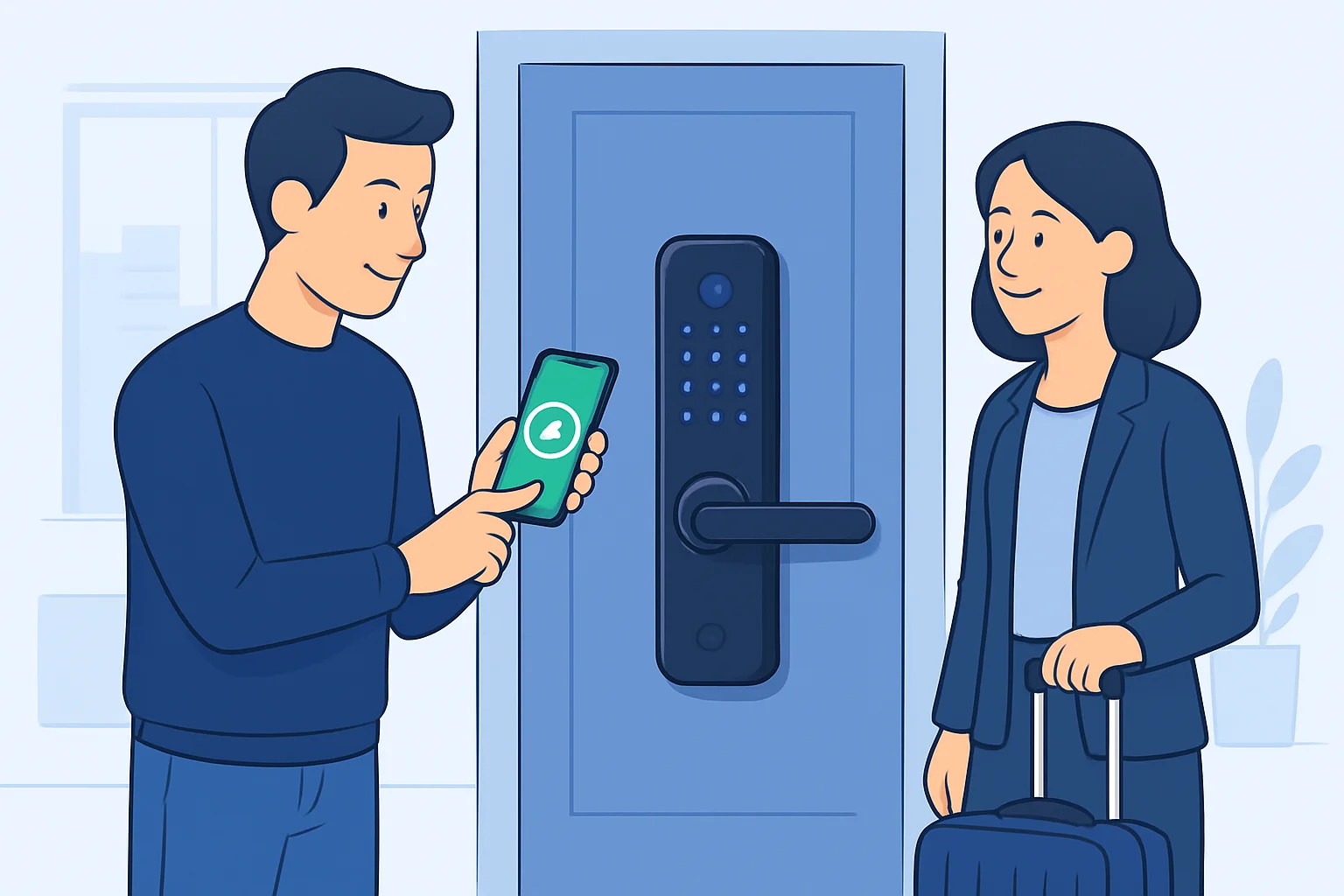Poignée intelligente Maroc installée sur une porte d'appartement moderne