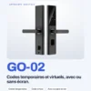 Serrure connectée à empreinte GoLocky GO-02 — codes temporaires et virtuels, avec ou sans écran